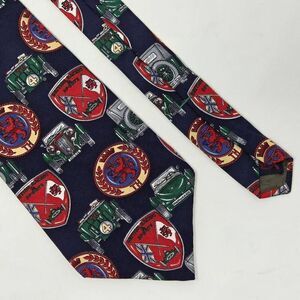 TOMMY HILFIGER SILK TIE BLUE RED GREEN BRITISH AUTO RACING VINTAGE 4" X 58"